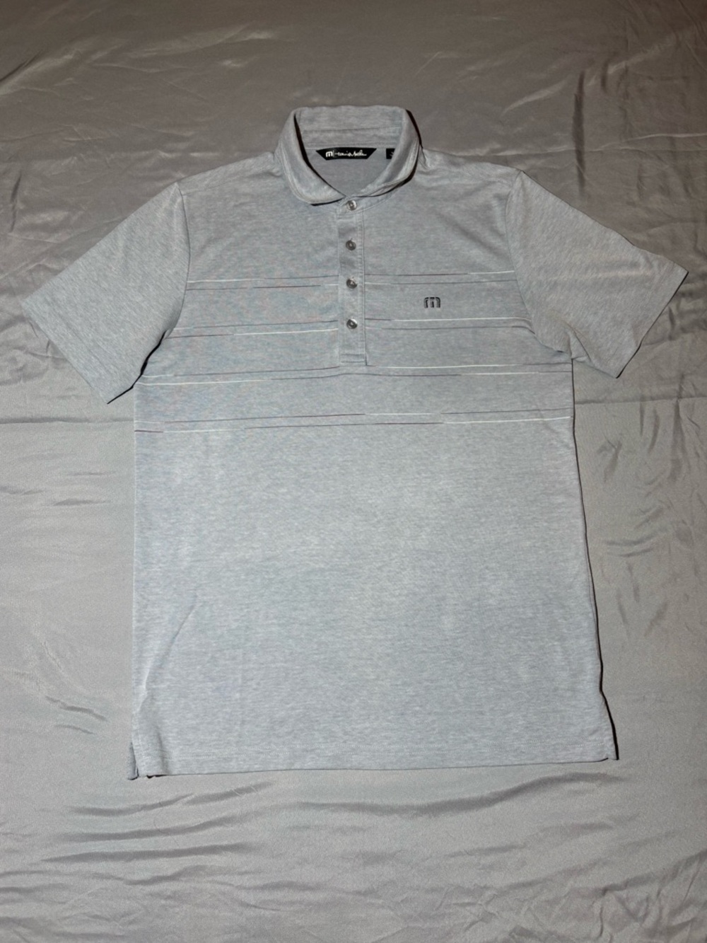Travis Mathew Men’s Gray Polo Shirt, Short Sleeve Size Medium